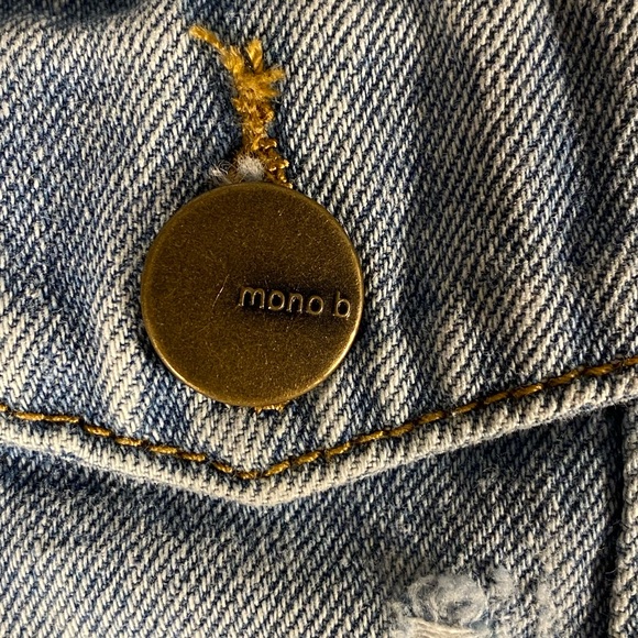 Mono B woman cropped Distressed Puffed Long sleeve Denim Jacket size Small - Picture 16 of 16